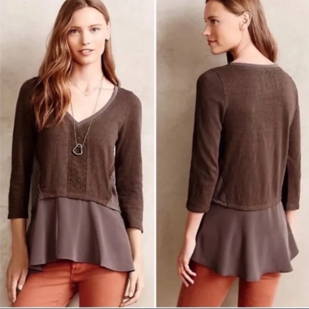 Anthropologie Meadow Rue Meila Peplum Crochet Top